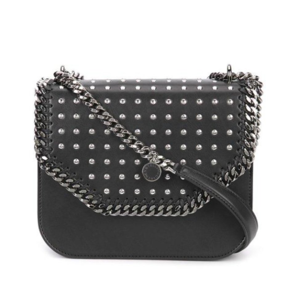 BLACK STELLA STUDDED FALABELLA BOX BAG